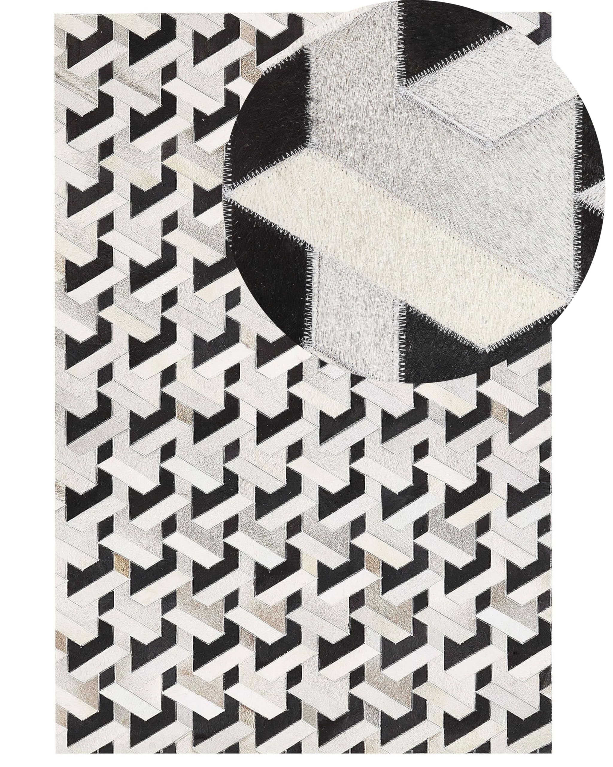 beliani-narman-kuhfell-teppich-160x230-cm-schwarz-grau-3d image 1