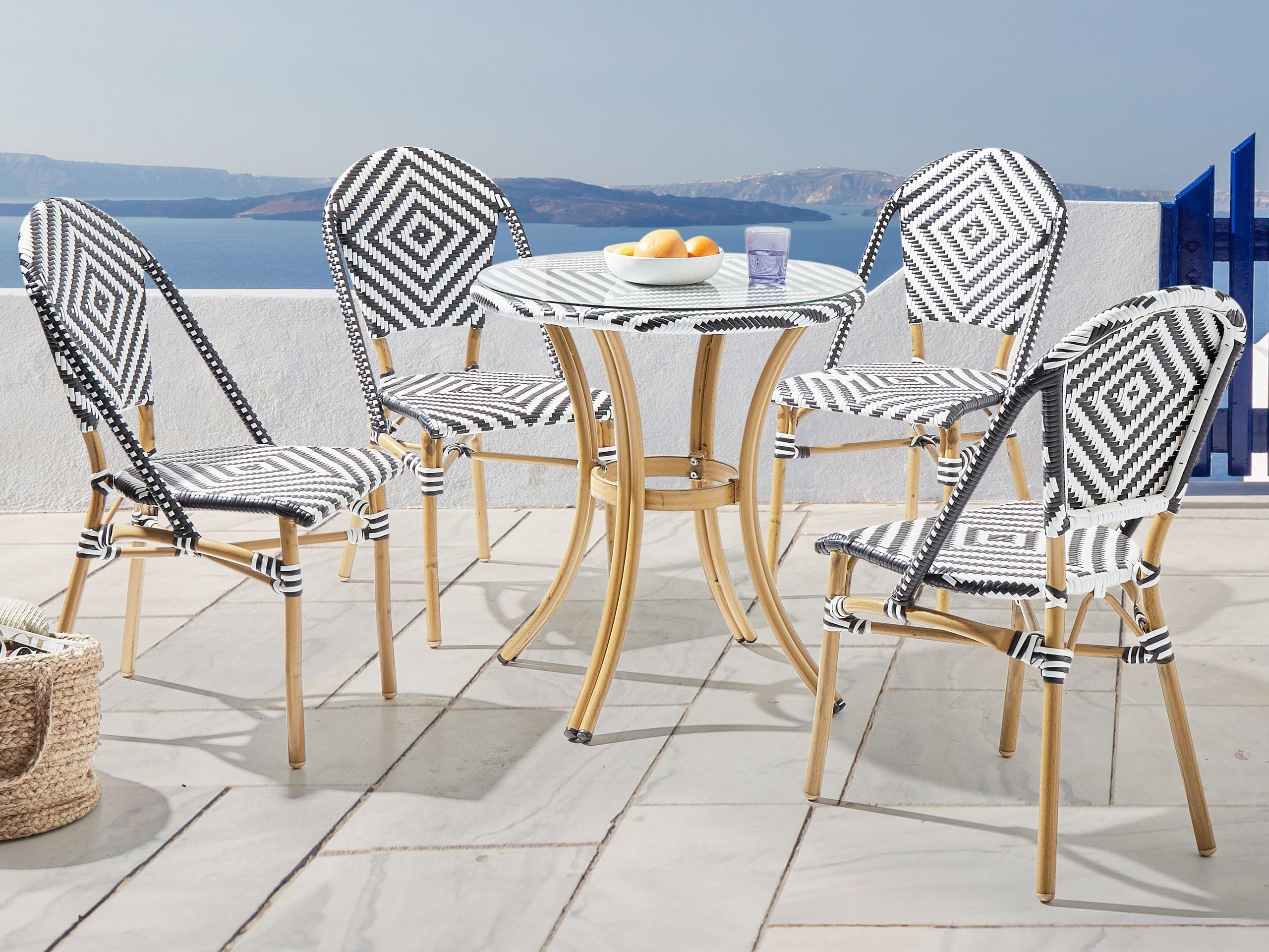 beliani-rifreddo-gartentisch-rattan-rund-schwarz-weiss image 2
