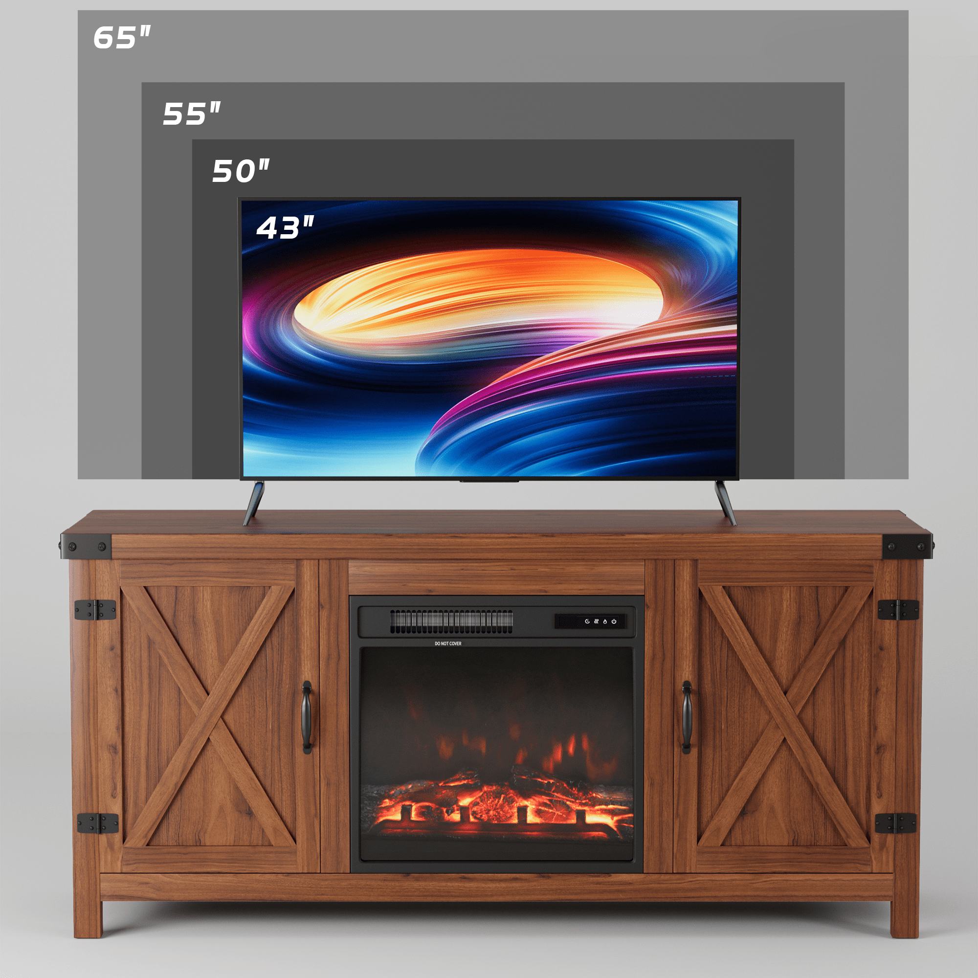 homall-tv-stand-tv-schrank-58-zoll-braun-mit-kamin image 3