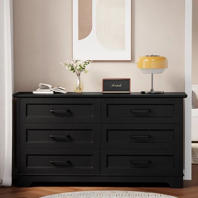 homall-bedroom-kommode-6-schubladen-wei-mdf image 1