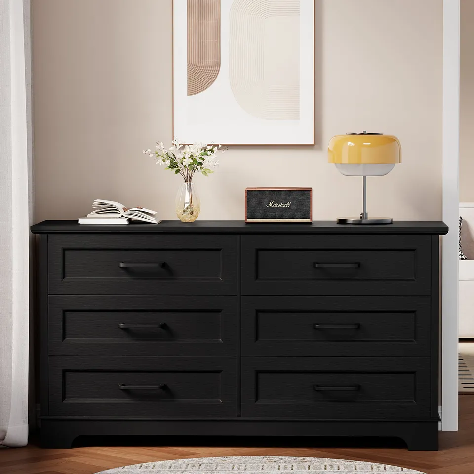 homall-bedroom-kommode-6-schubladen-wei-mdf image 1