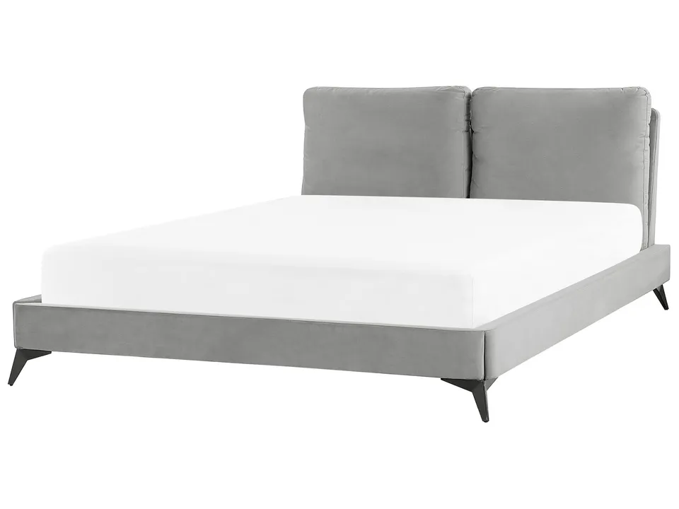beliani-melle-polsterbett-grau-samt-160x200-mit-lattenrost image 1
