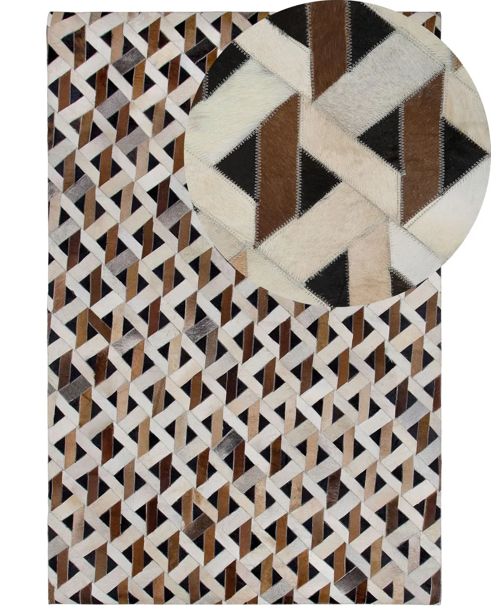 beliani-tuglu-teppich-160x230-cm-braun-grau-leder-zickzack image 1
