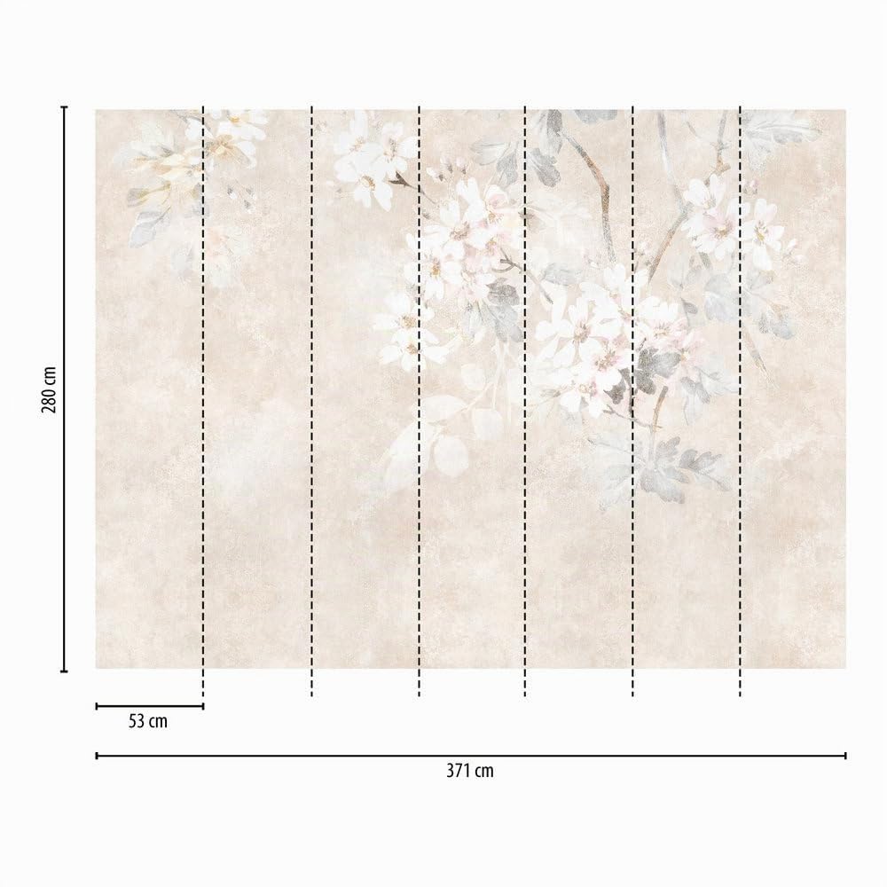 livingwalls-fototapete-blumen-beige-creme-grau-3-71x2-80m image 3
