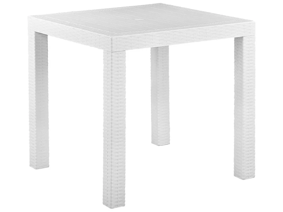 beliani-fossano-gartentisch-wei-80x80-cm-rattanoptik image 1