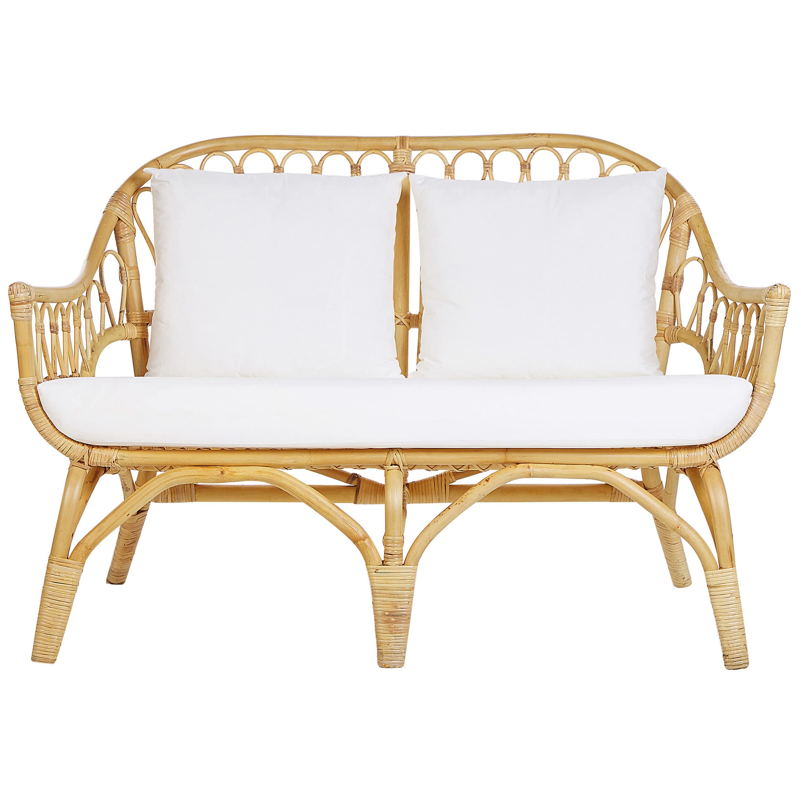 beliani-sibari-lounge-set-rattan-natur-4-sitzer-auflagen-wei image 4
