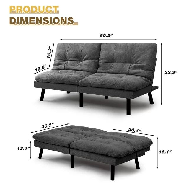 homall-sofa-schlafsofa-verstellbar-dunkelgrau-memory-schaum image 4