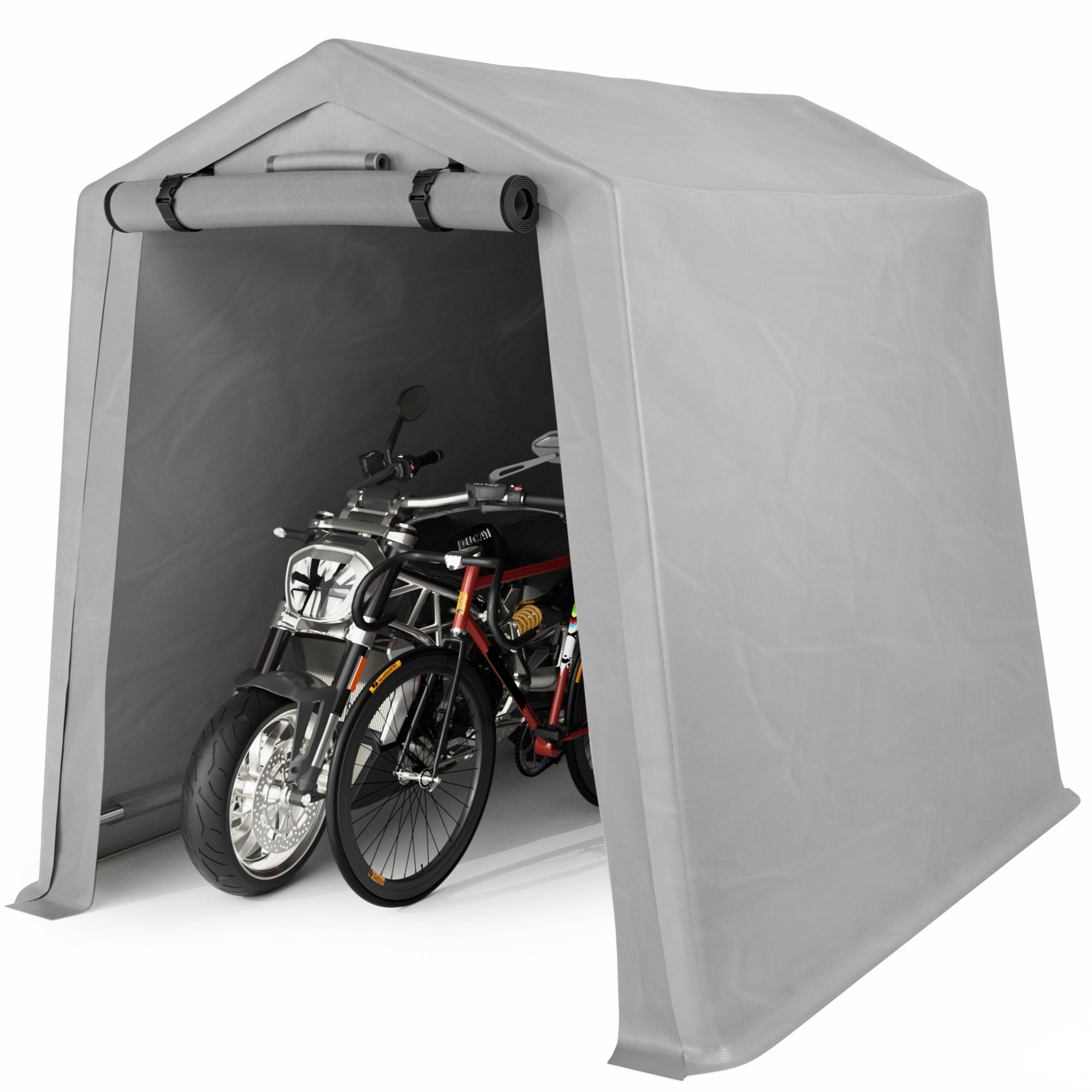 homall-metal-shed-lagerzelt-6x6-grau-wasserdicht-motorradgarage image 7