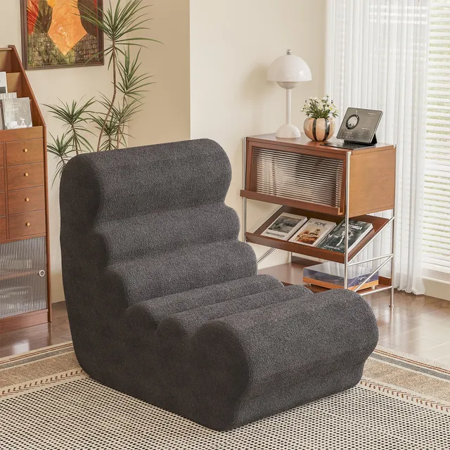 homall-sofa-teddy-sitzsack-sessel-pl-sch-grau image 1