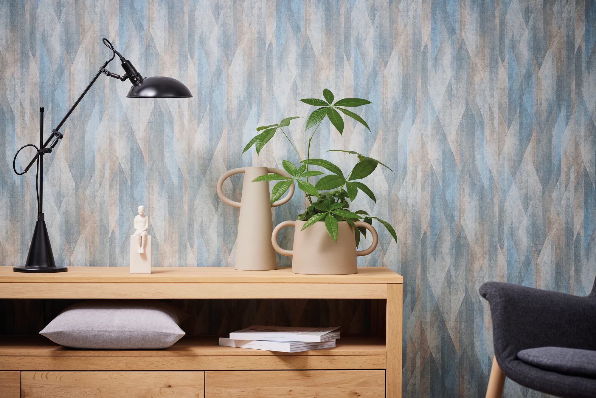 livingwalls-travel-styles-vliestapete-karo-blau-beige-skandinavisch image 4