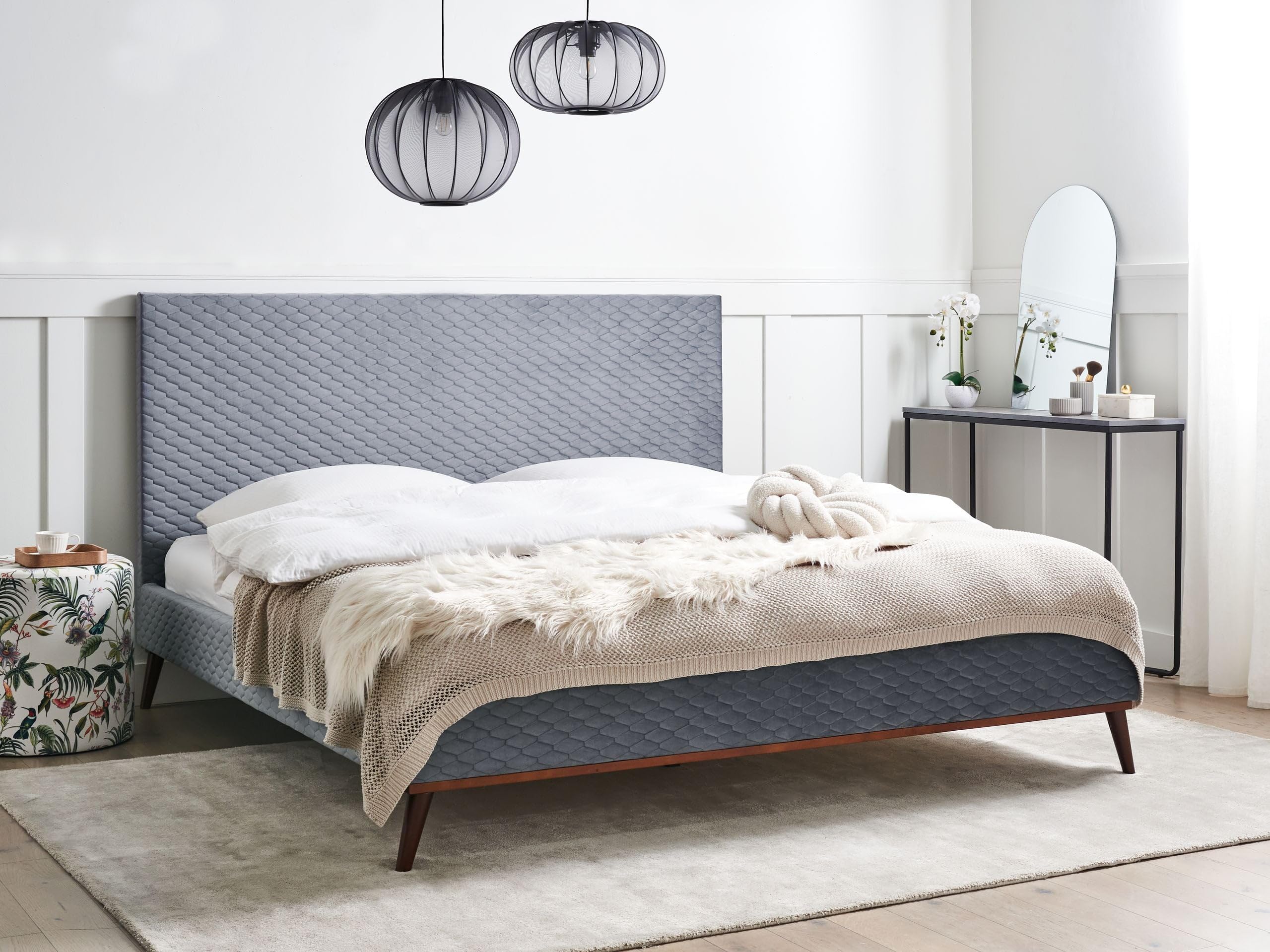 beliani-bayonne-polsterbett-180x200-grau-samt-lattenrost image 2