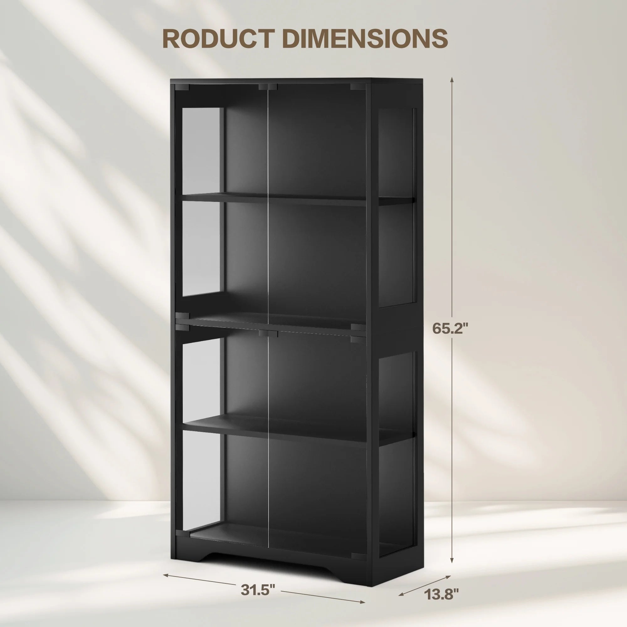 homall-shelf-vitrine-schwarz-4-f-cher-mit-led image 4