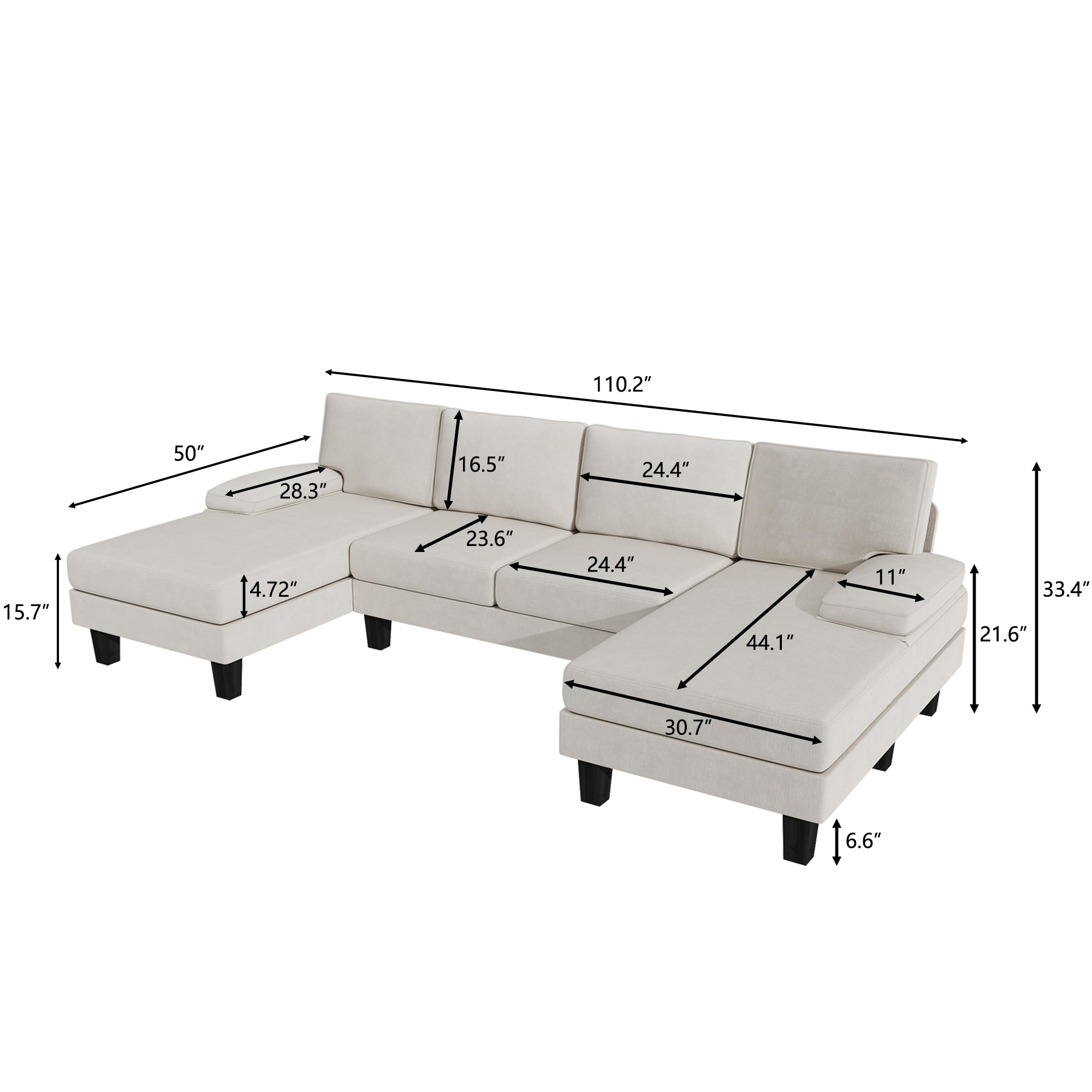homall-sofa-u-form-ecksofa-grau-4-sitzer-mit-schlaffunktion image 5
