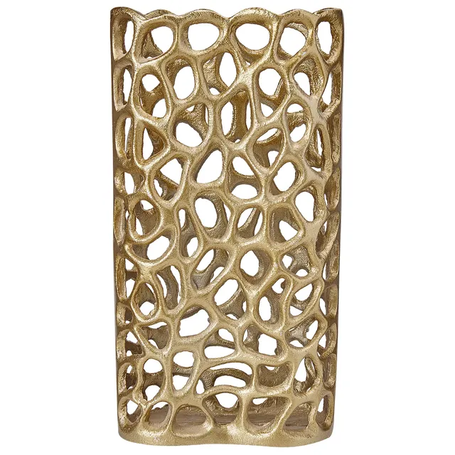 beliani-sanchi-dekovase-aluminium-gold-33-cm-lochmuster image 1
