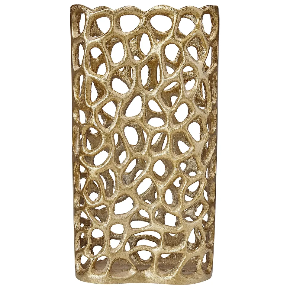 beliani-sanchi-dekovase-aluminium-gold-33-cm-lochmuster image 1