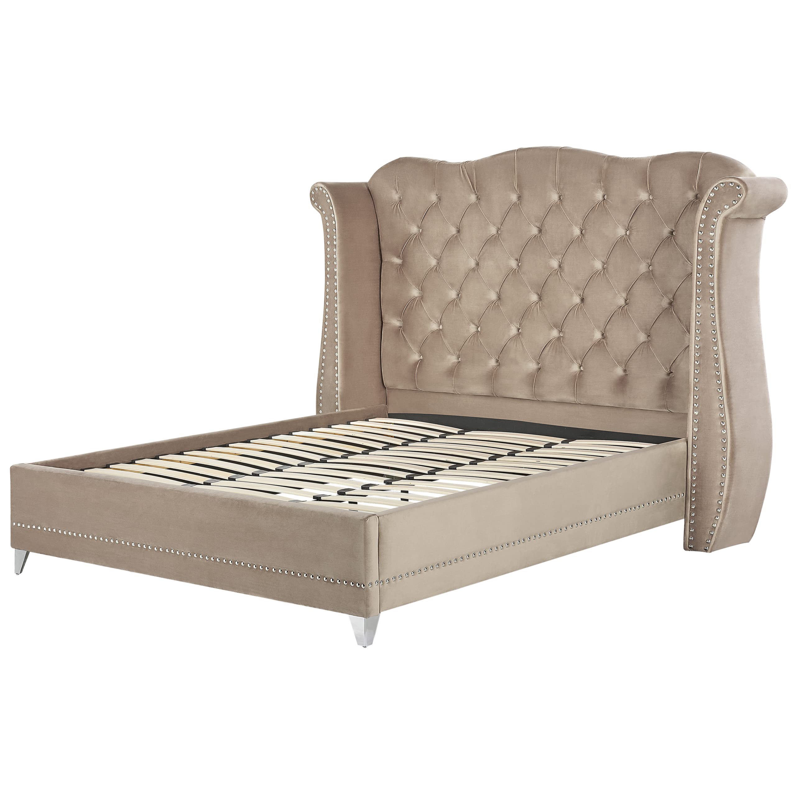 beliani-ayette-bett-180x200-cm-samt-taupe-chesterfield image 5