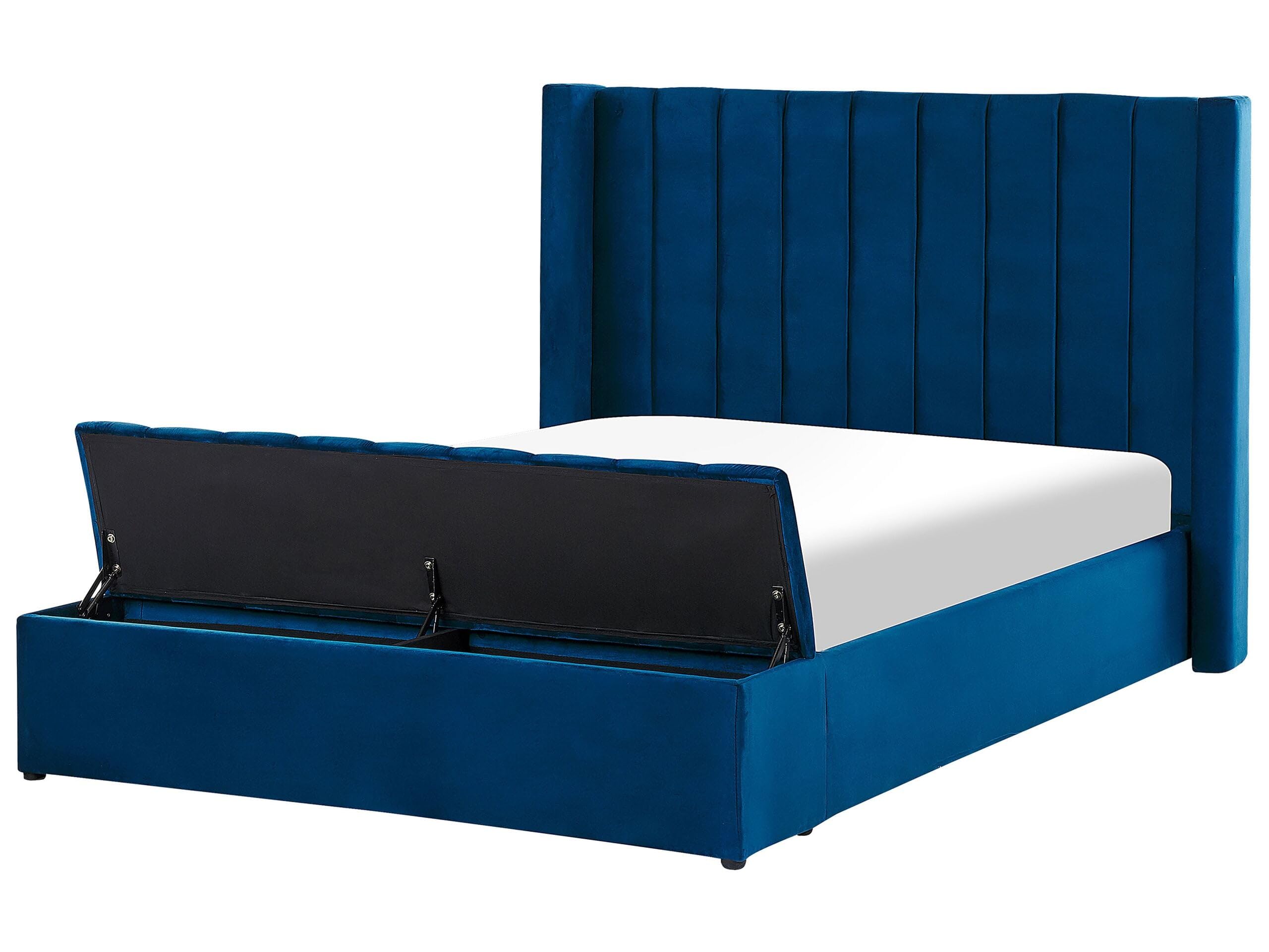 beliani-betten-noyers-samtbett-140x200-marineblau-mit-stauraum image 1