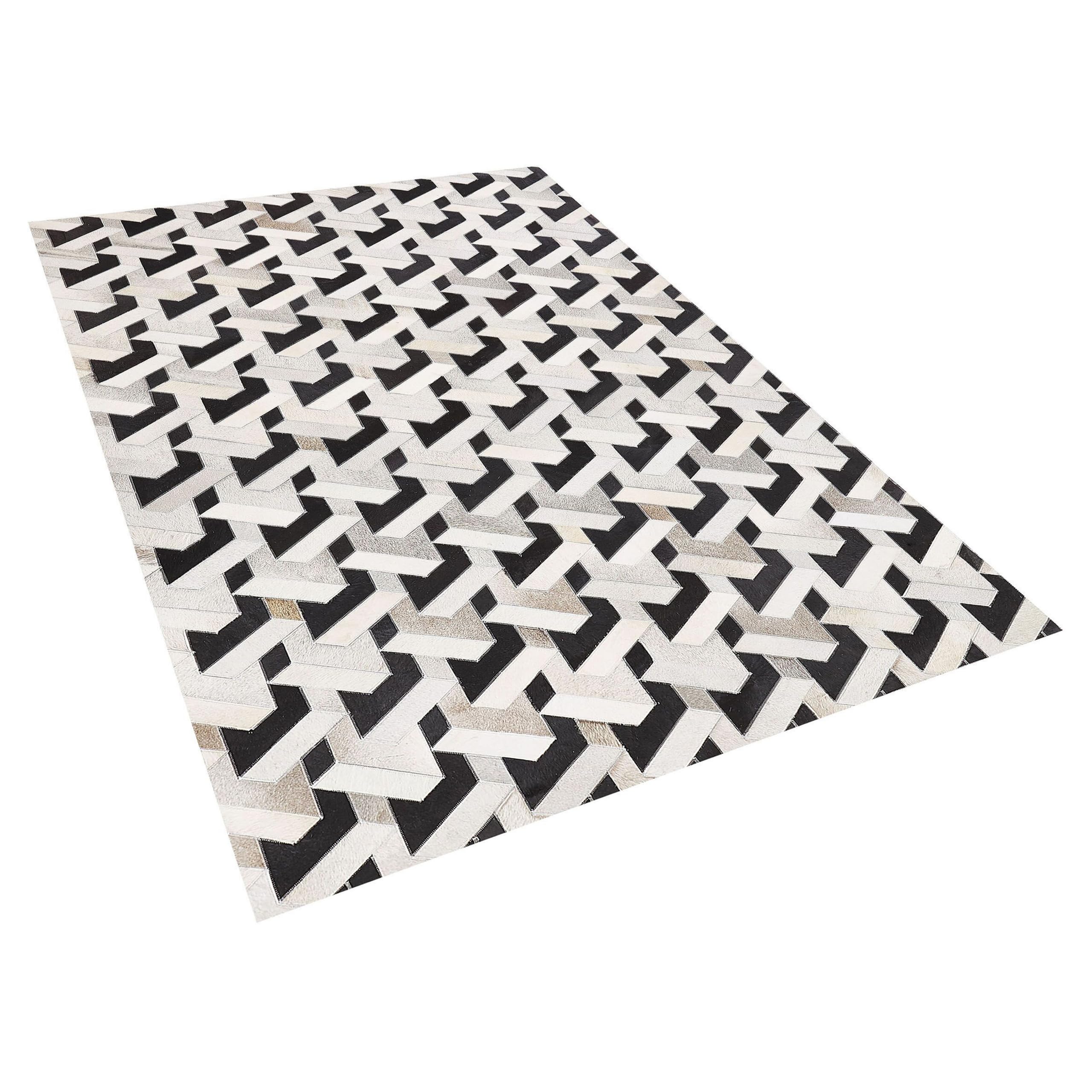 beliani-narman-teppich-kuhfell-3d-140x200-schwarz-grau image 4
