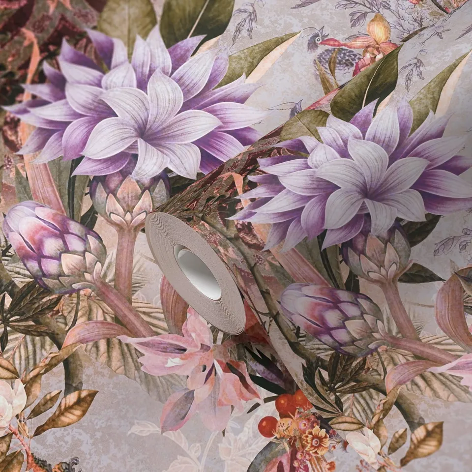 a-s-cr-ation-dream-flowery-381773-blumentapete-lila-vlies image 1