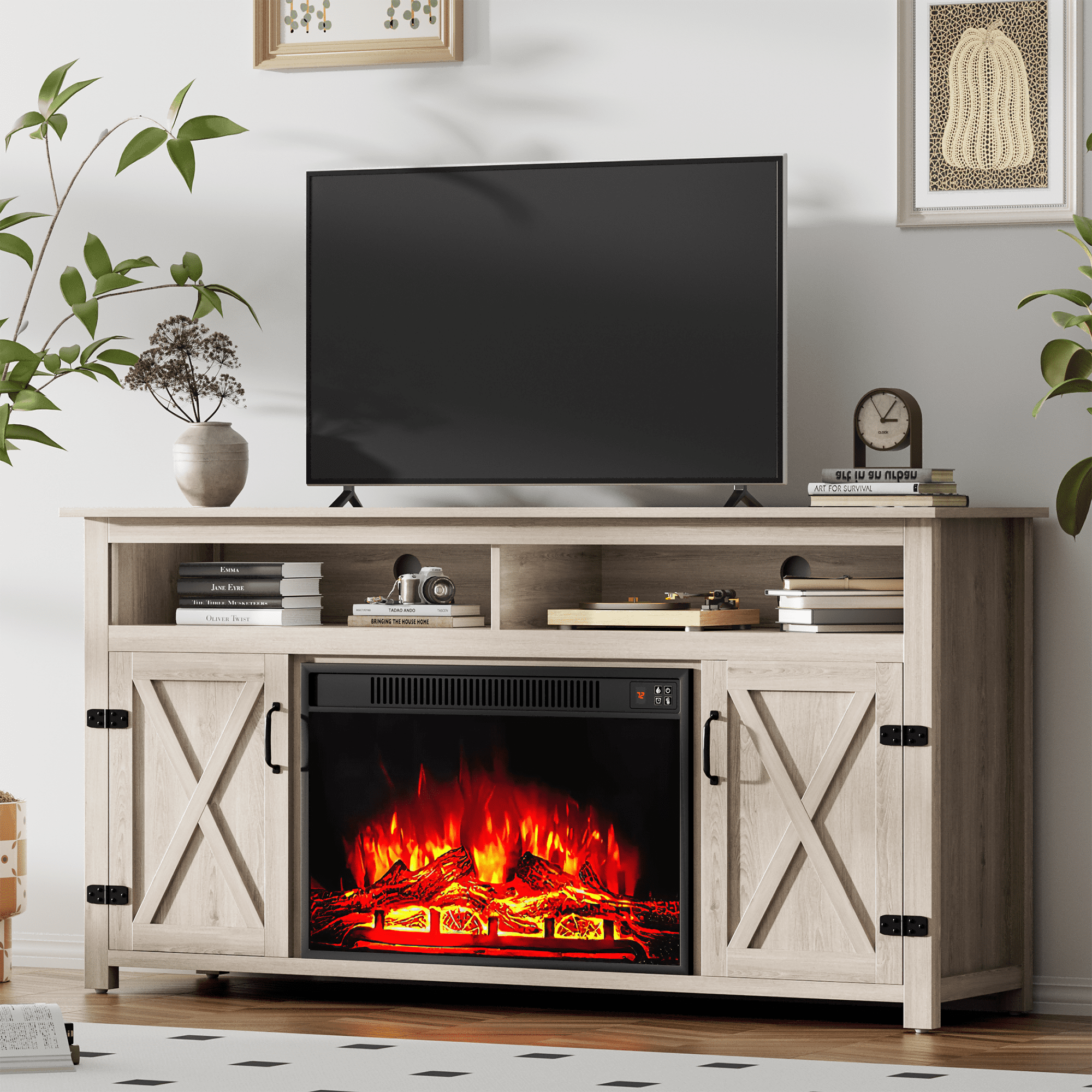 homall-tv-stand-tv-schrank-braun-65-zoll-mit-elektrokamin image 6