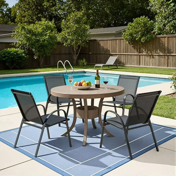 homall-metal-chair-gartensessel-4er-set-teddy-black-textilene image 1