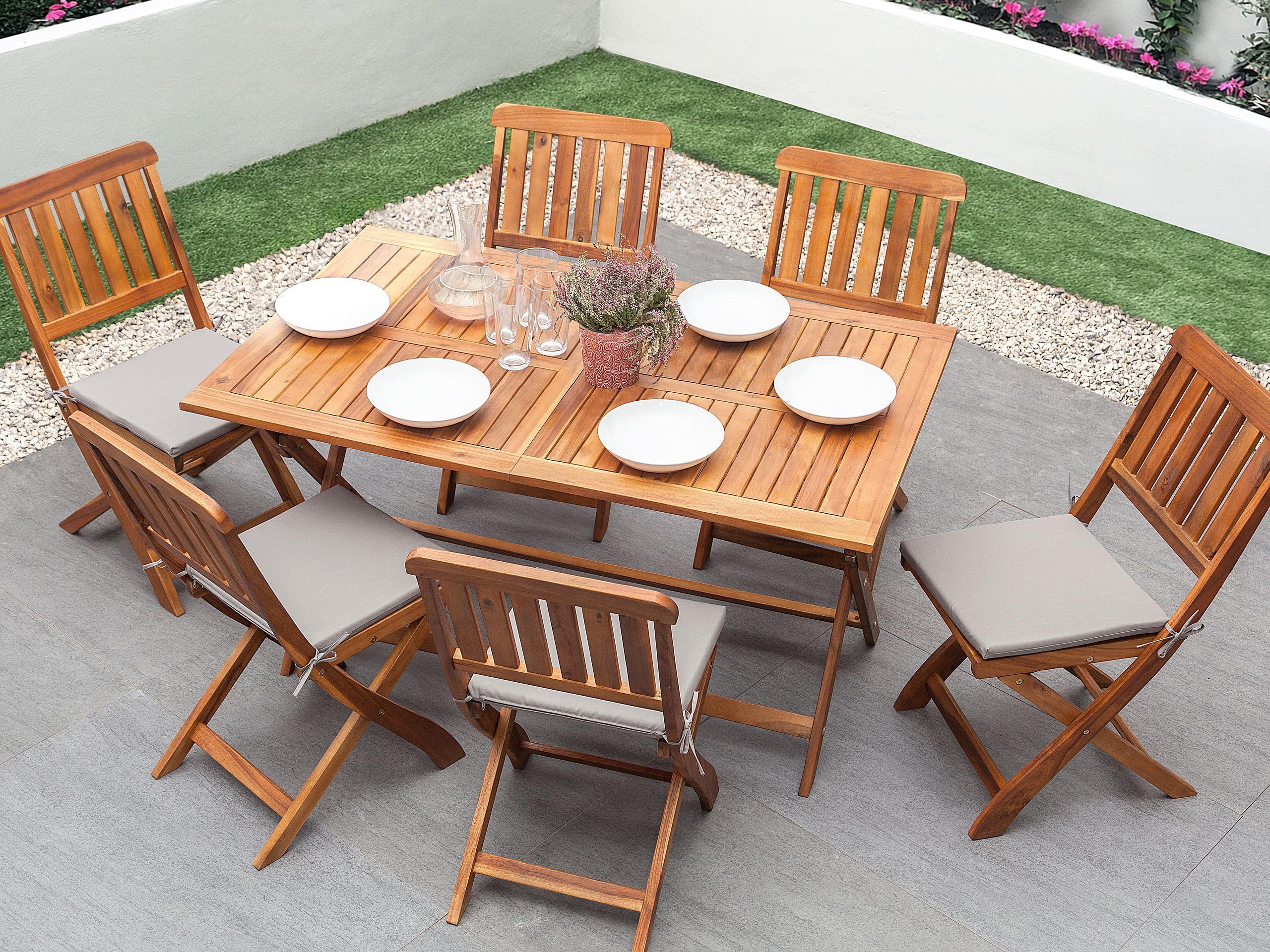 beliani-cento-gartentisch-set-akazienholz-6-st-hle-grau image 2