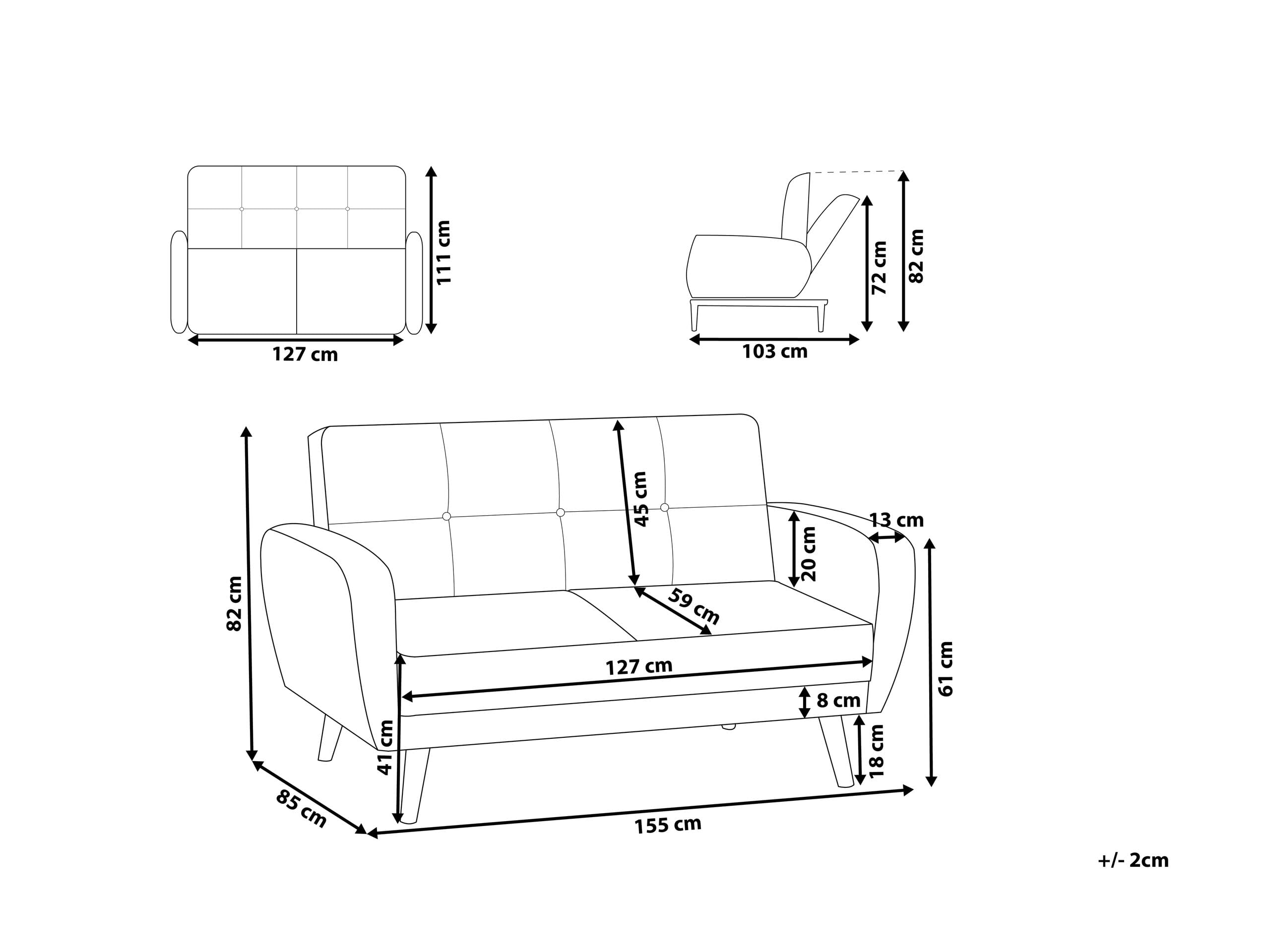beliani-florli-2-sitzer-schlafsofa-schwarz-155-cm-stoff image 3