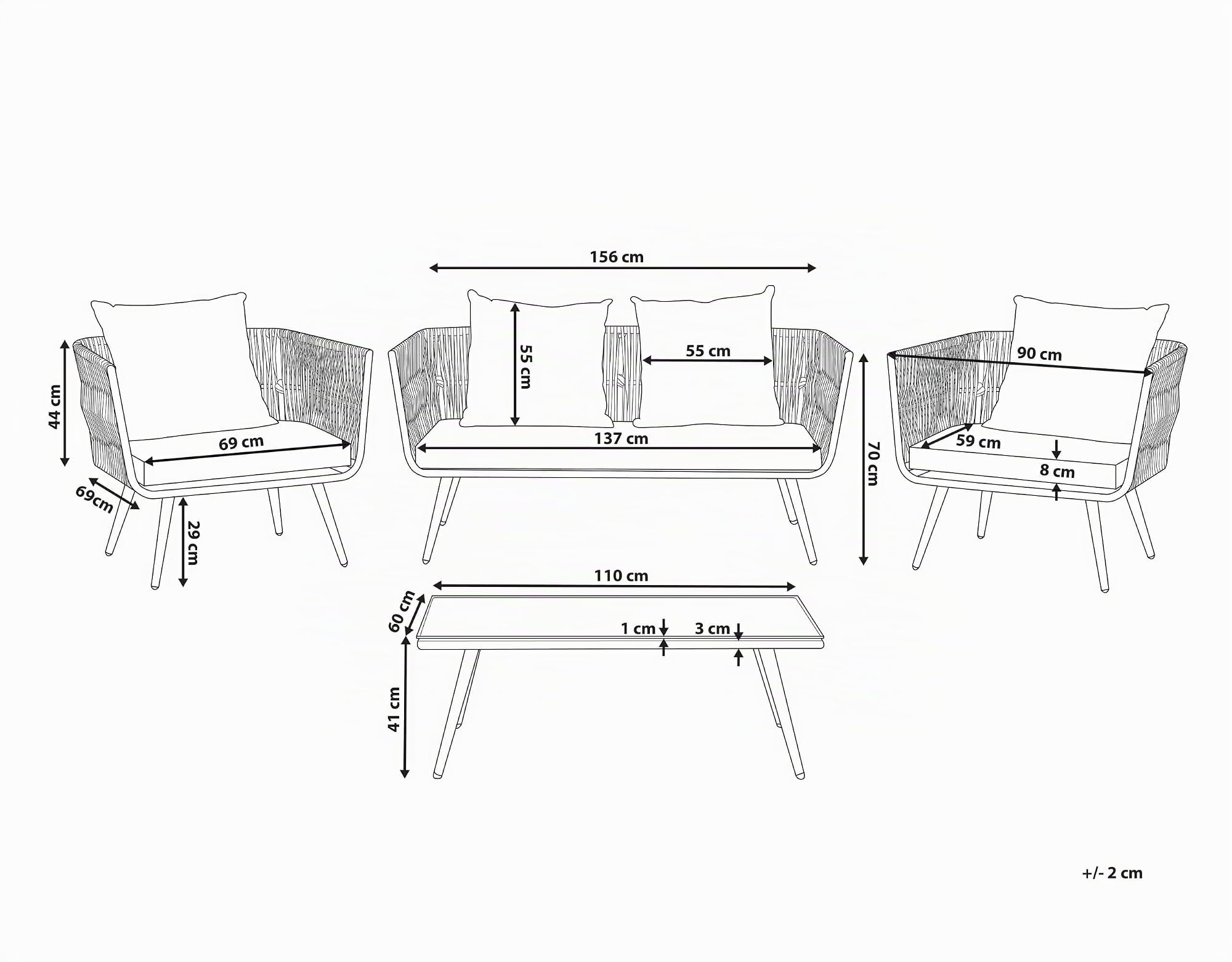 beliani-ragusa-sitzgruppe-rattan-graphitgrau-4-sitzer image 3