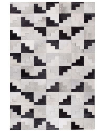 beliani-efirli-teppich-140x200-cm-schwarz-grau-leder-patchwork image 8
