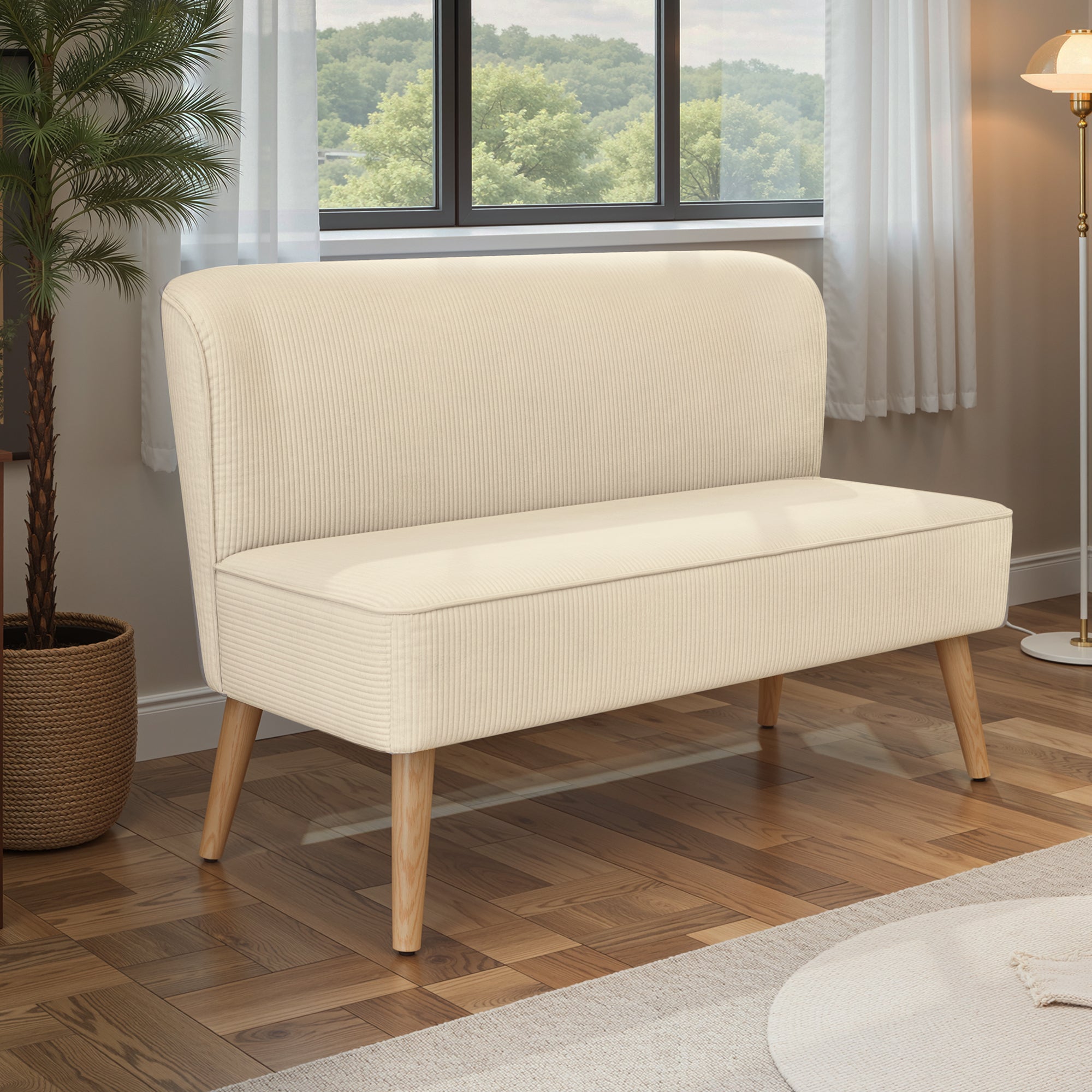 bealife-ar57-2-sitzer-sofa-cord-beige-117cm-mit-holzgestell image 2