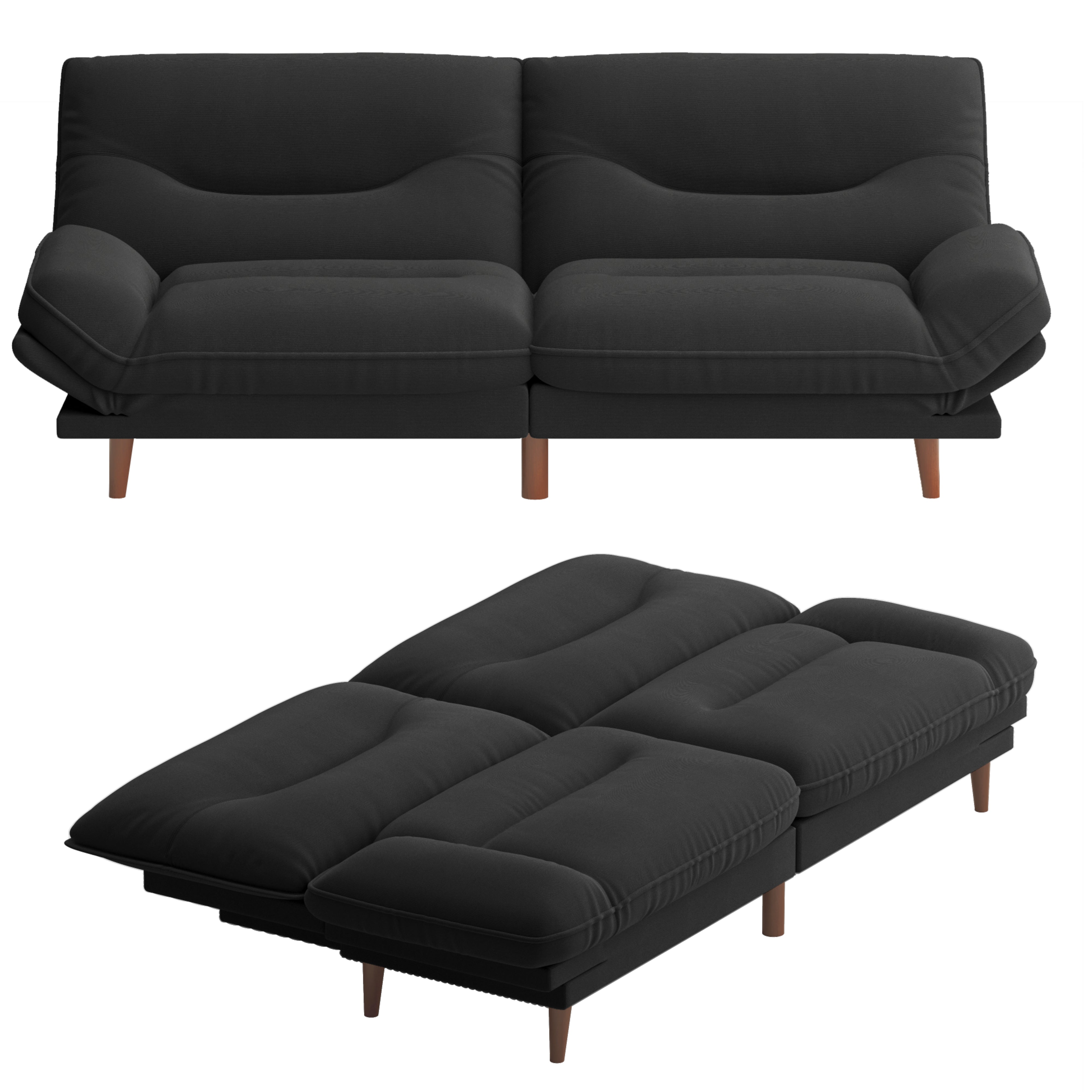 homall-sofa-futon-schlafsofa-grau-stoff-verstellbar image 2