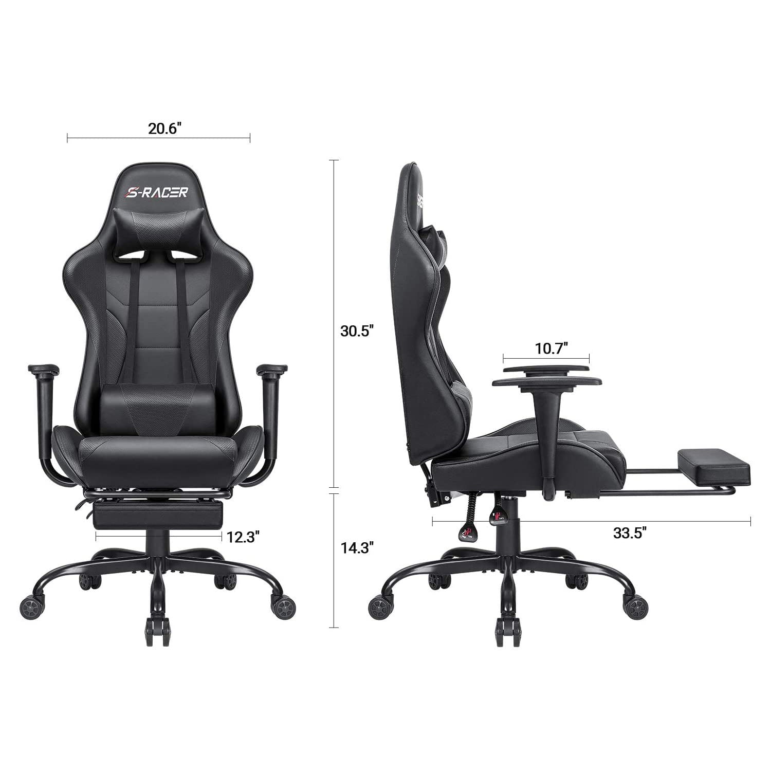 homall-gaming-chair-gamer-stuhl-schwarz-massage image 7