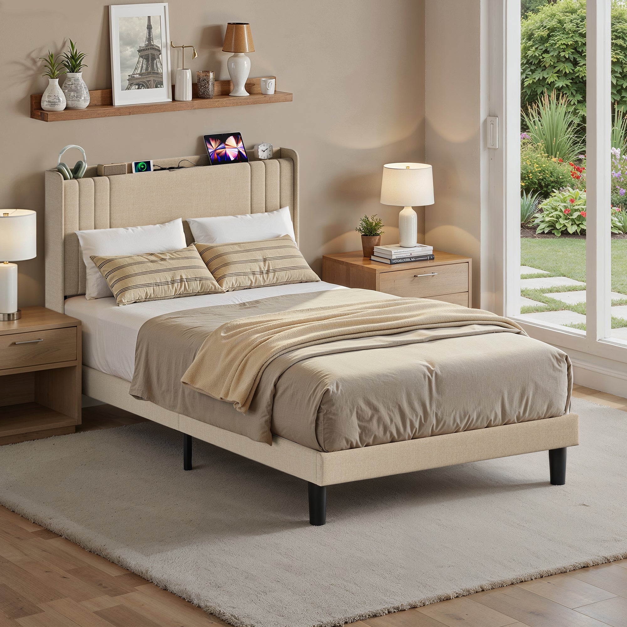 bealife-bf28-einzelbett-120x200-beige-mit-led-und-ladestation image 3