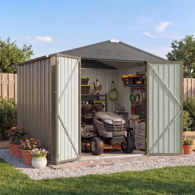 homall-metal-shed-ger-tehaus-metall-6x4-ft-braun-abschlie-bar image 1