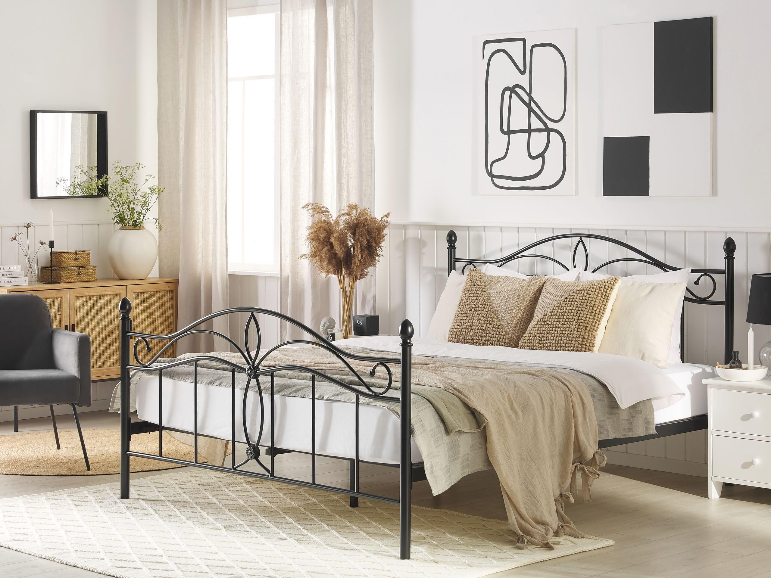 beliani-antlia-doppelbett-metall-schwarz-160x200-mit-lattenrost image 2