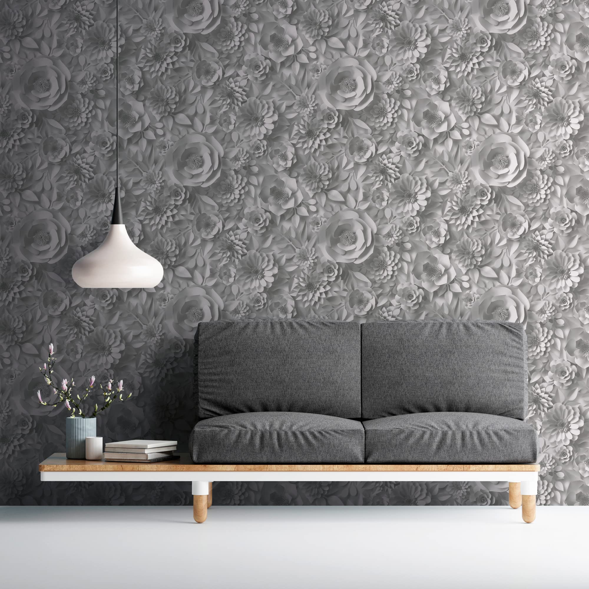 a-s-cr-ation-blumen-vliestapete-wei-grau-3d-optik-10-05m image 2