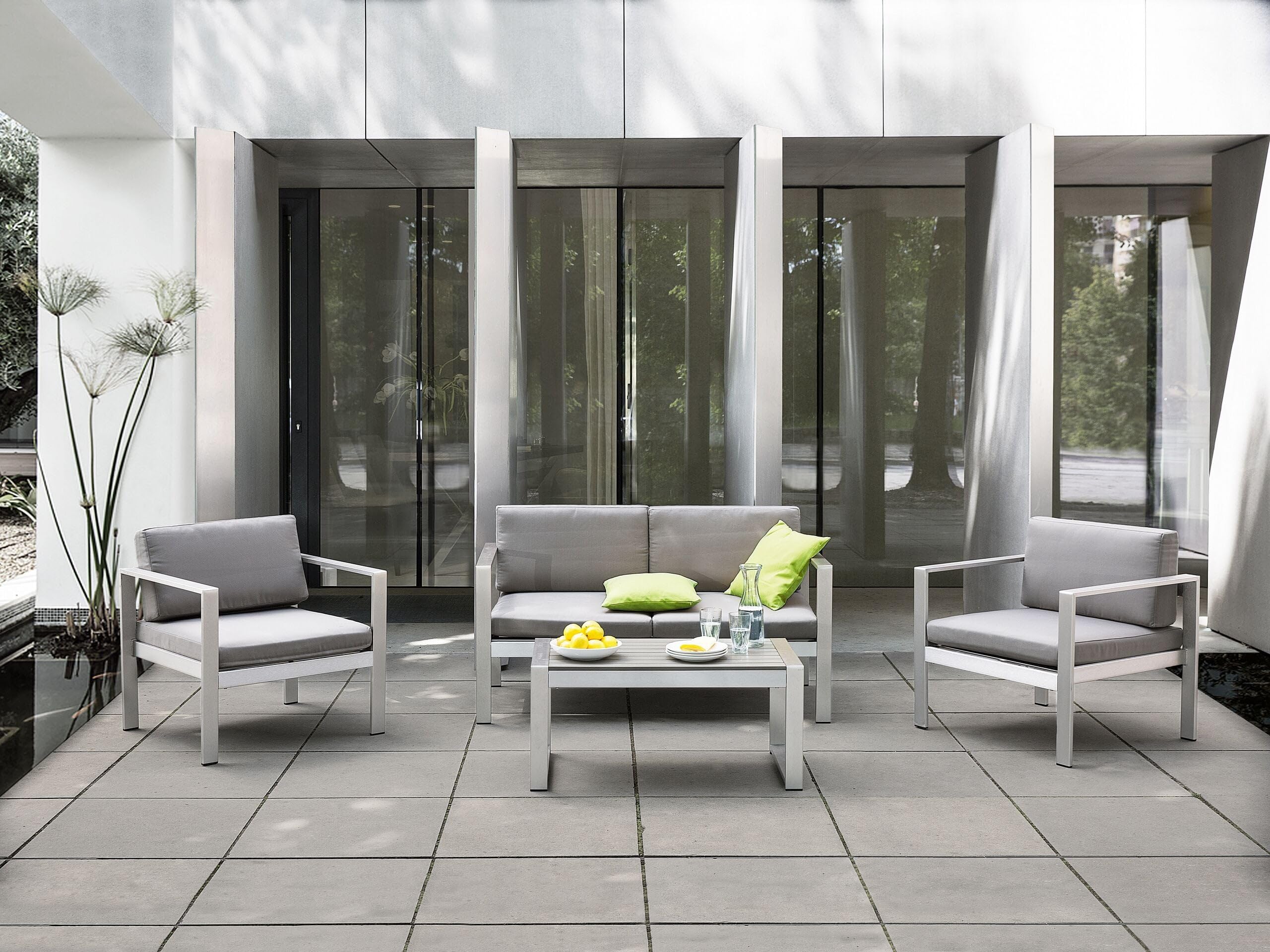 beliani-salerno-gartenset-4-personen-hellgrau-aluminium image 2