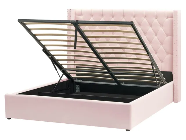 beliani-lubbon-polsterbett-samt-rosa-160x200-bettkasten image 1