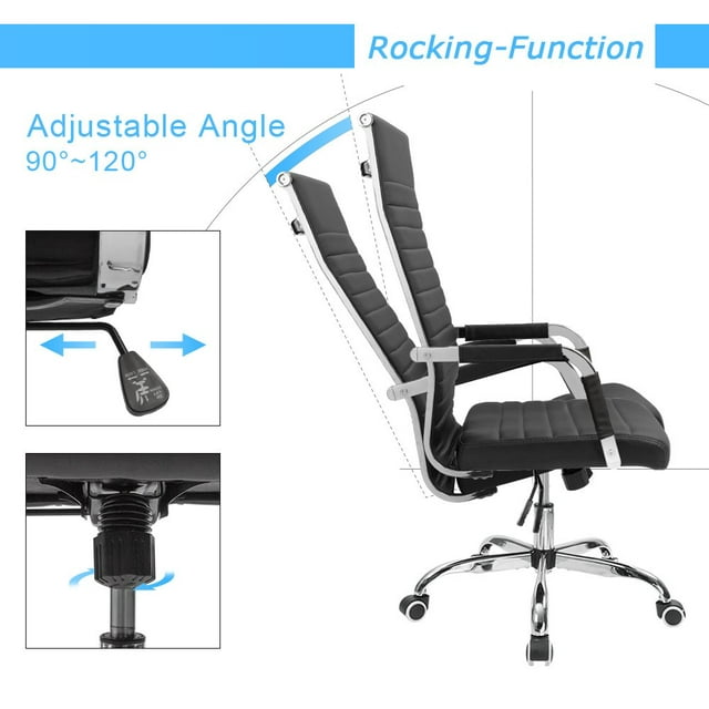 homall-office-chair-b-rostuhl-leder-schwarz-hoch image 2