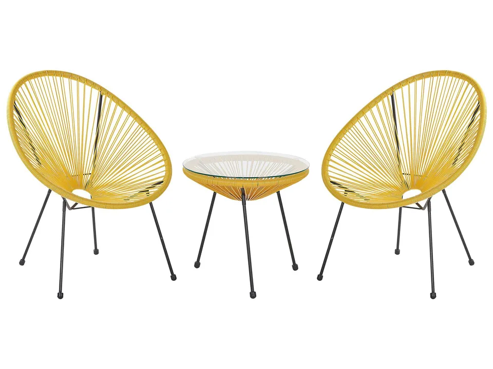 beliani-acapulco-balkonset-rattan-gelb-2-st-hle-tisch image 1