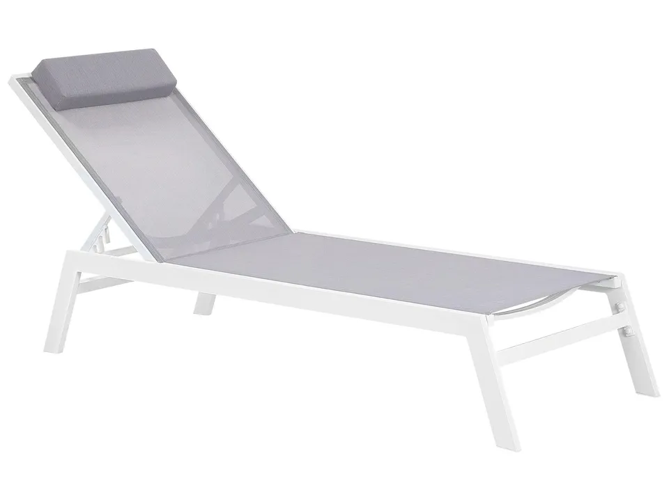 beliani-catania-gartenliege-grau-aluminium-verstellbar-mit-kissen image 1