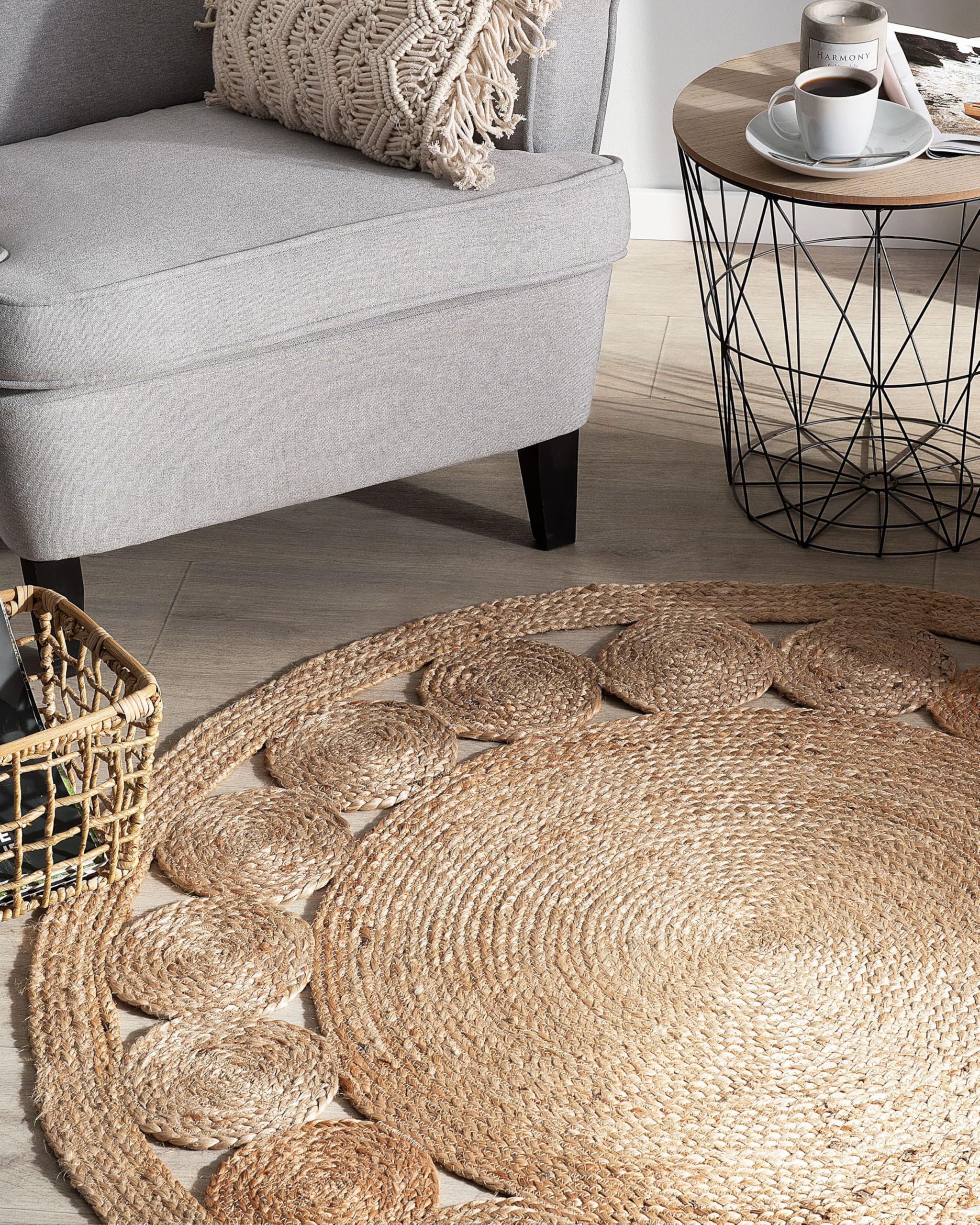beliani-ahlat-teppich-rund-120-cm-beige-jute image 2