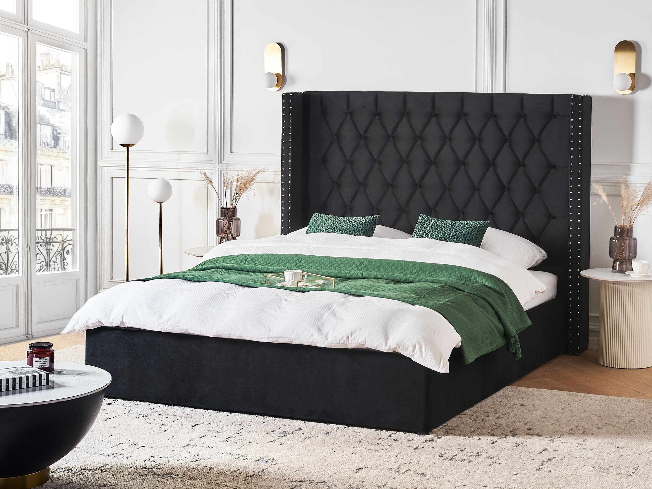beliani-lubbon-polsterbett-160x200-schwarz-samt-mit-bettkasten image 2