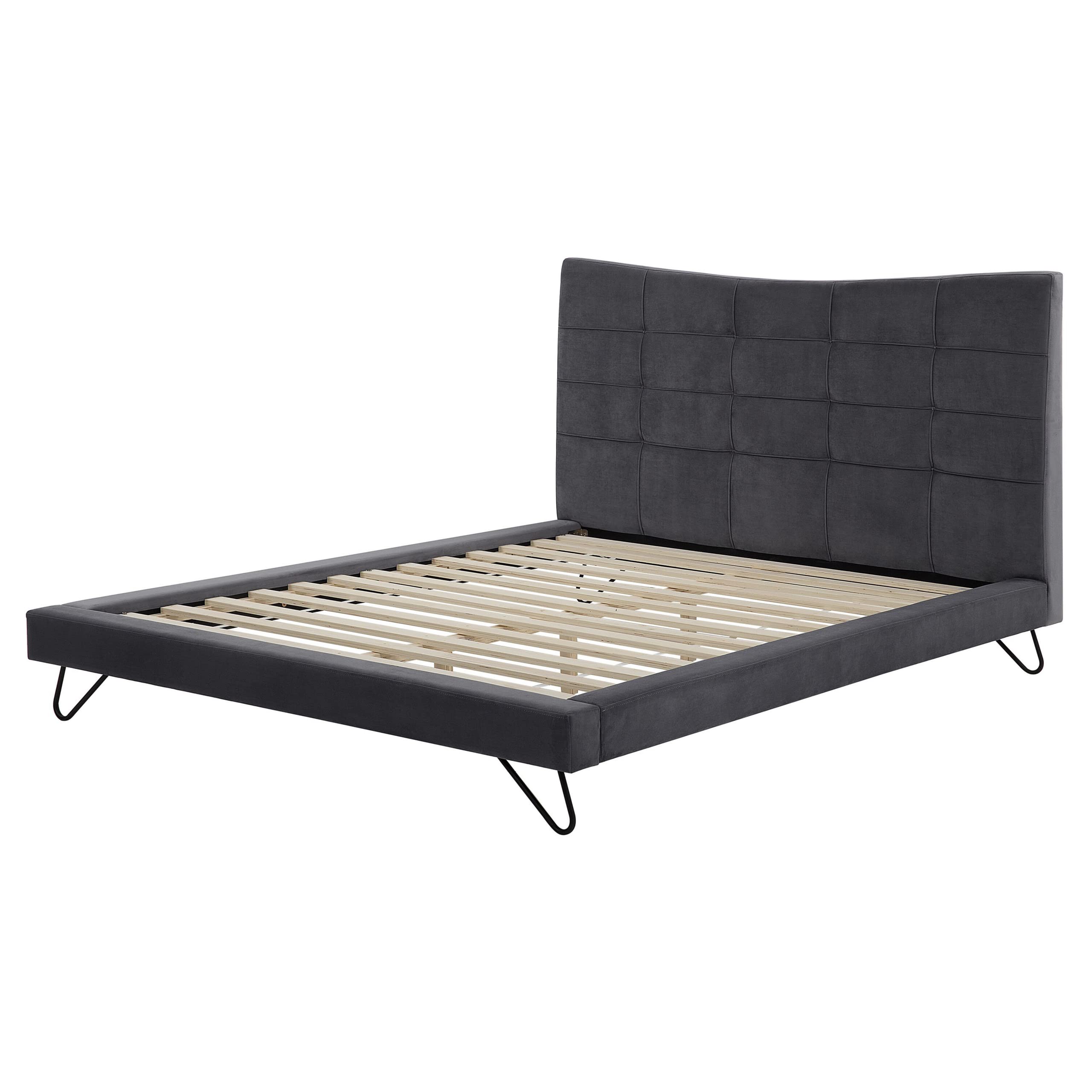 beliani-lannion-polsterbett-samt-grau-160x200-cm image 5