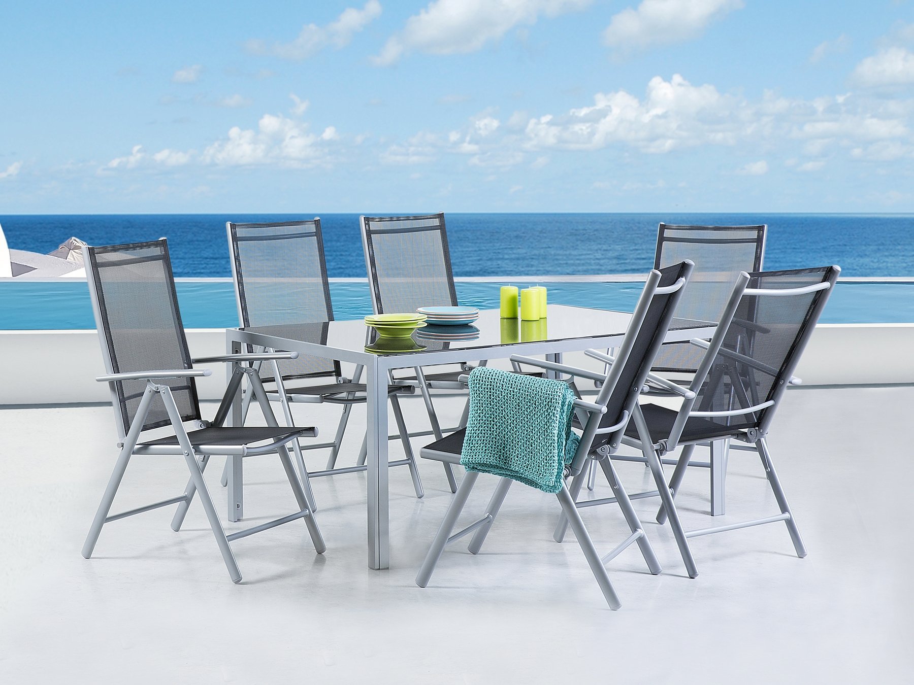 beliani-catania-gartenset-160-cm-6-st-hle-schwarz-glas image 2