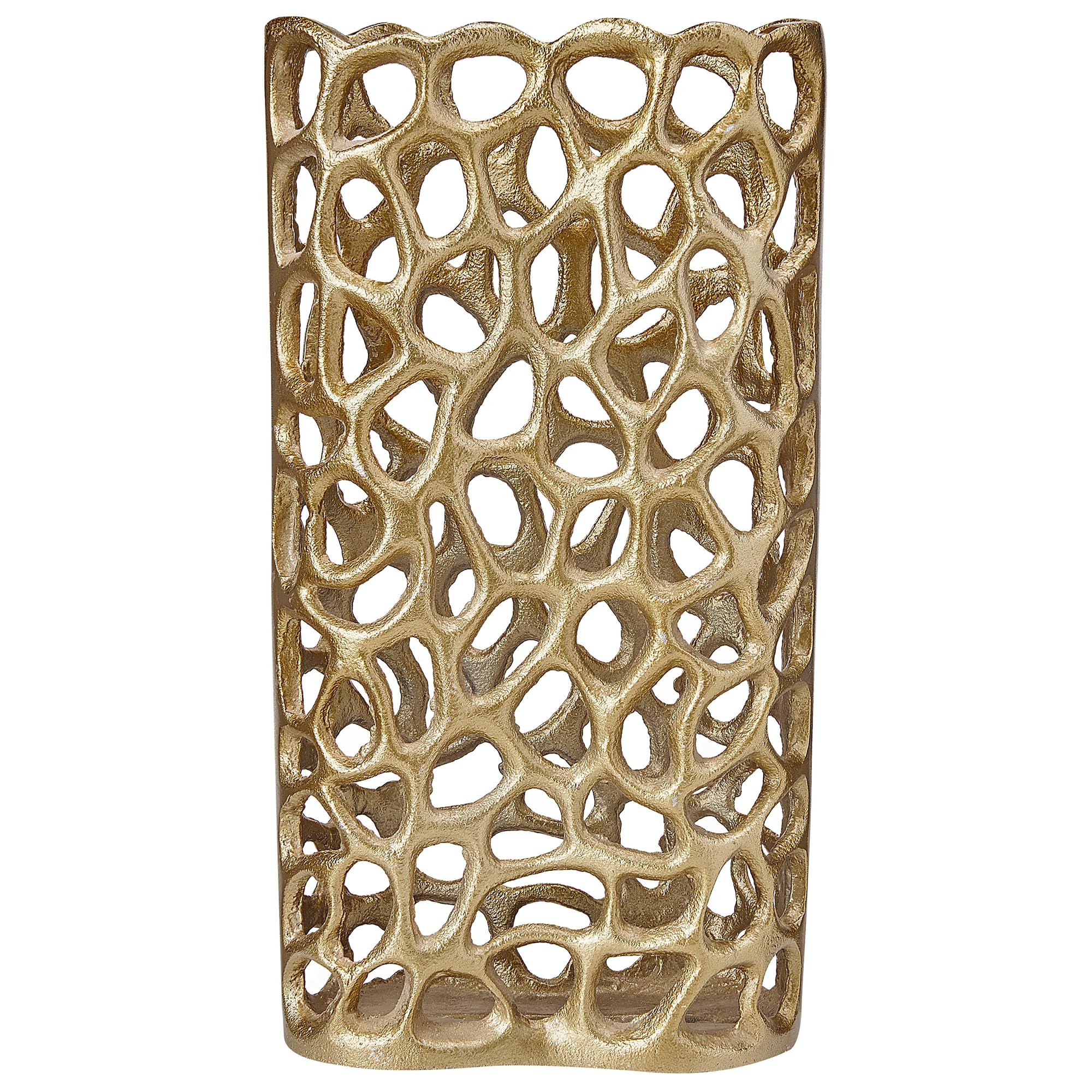 beliani-sanchi-dekovase-aluminium-gold-33-cm-lochmuster image 1