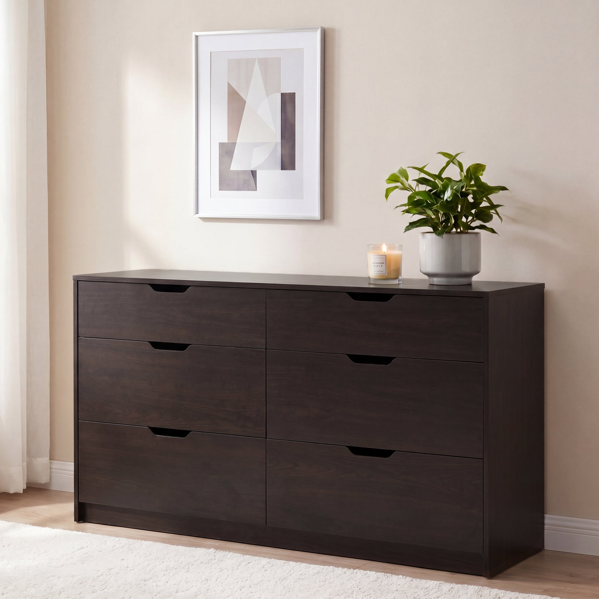 homall-bedroom-kommode-6-schubladen-wei-grifflos-holz image 3