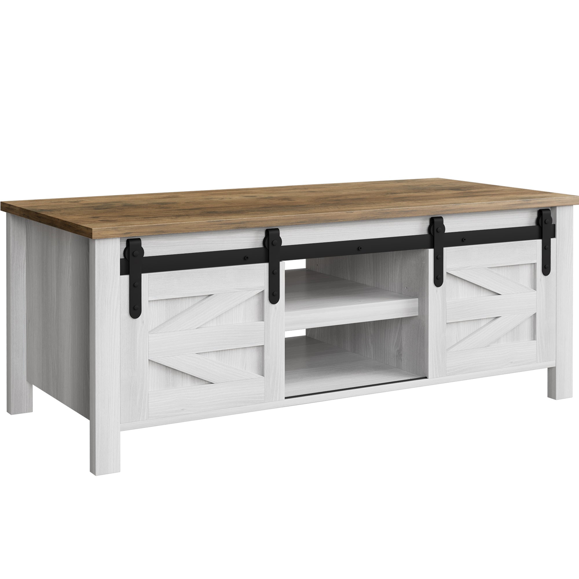homall-coffee-table-couchtisch-grau-scheunentore-stauraum image 1