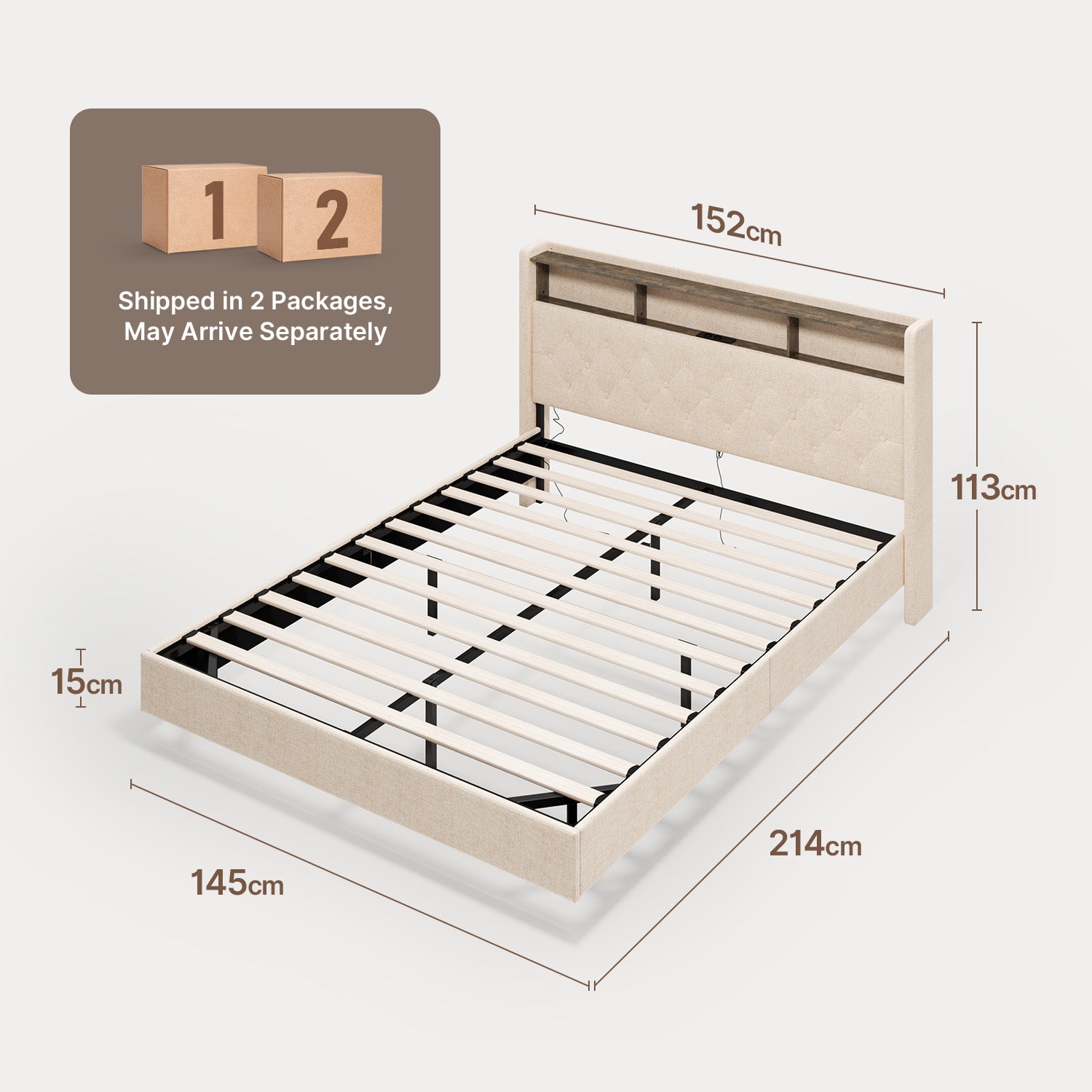 bealife-af19-doppelbett-140x200-beige-gepolstert-led-stauraum image 3