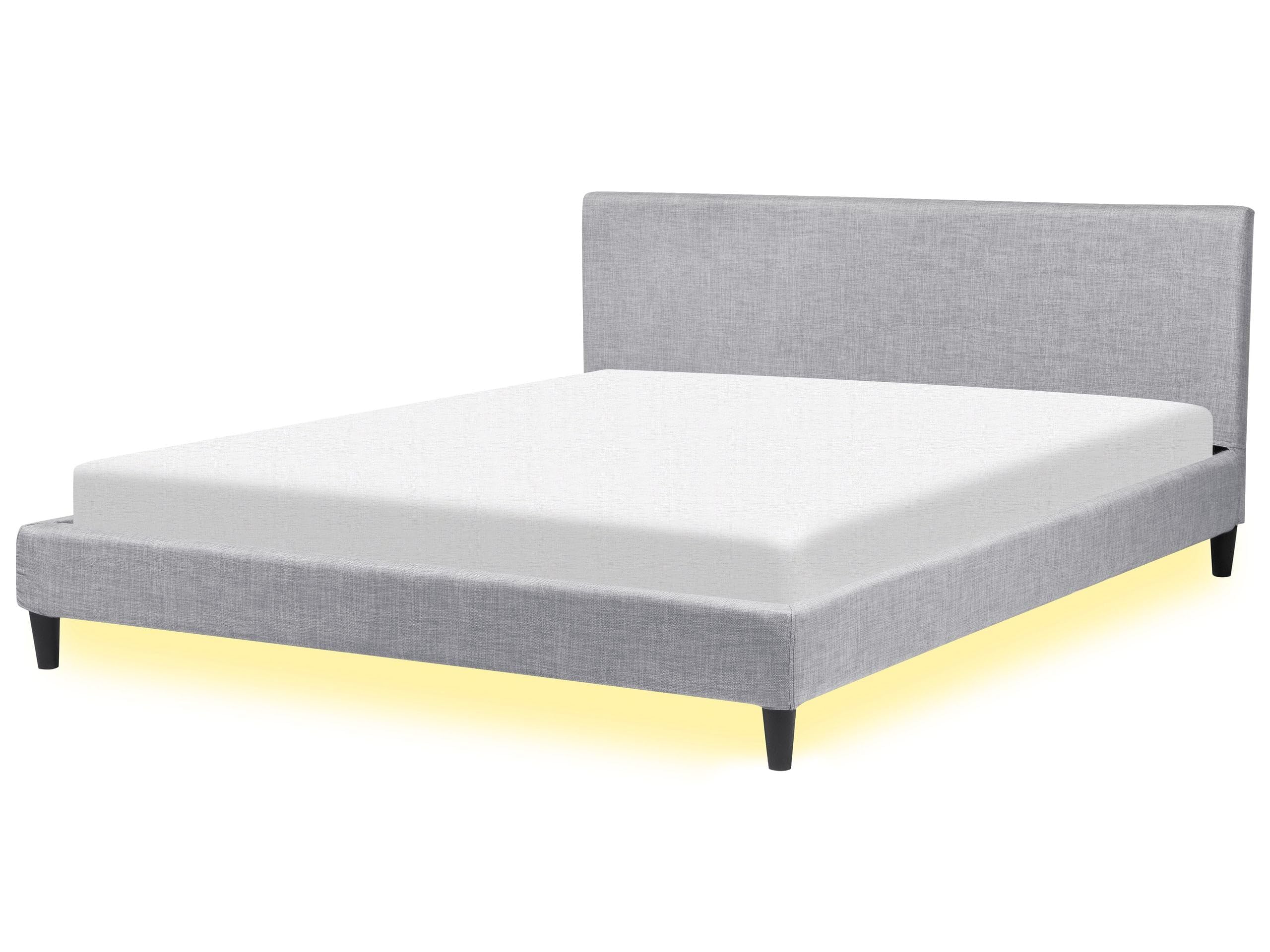 beliani-polsterbett-180x200-hellgrau-leinenoptik-mit-led image 1